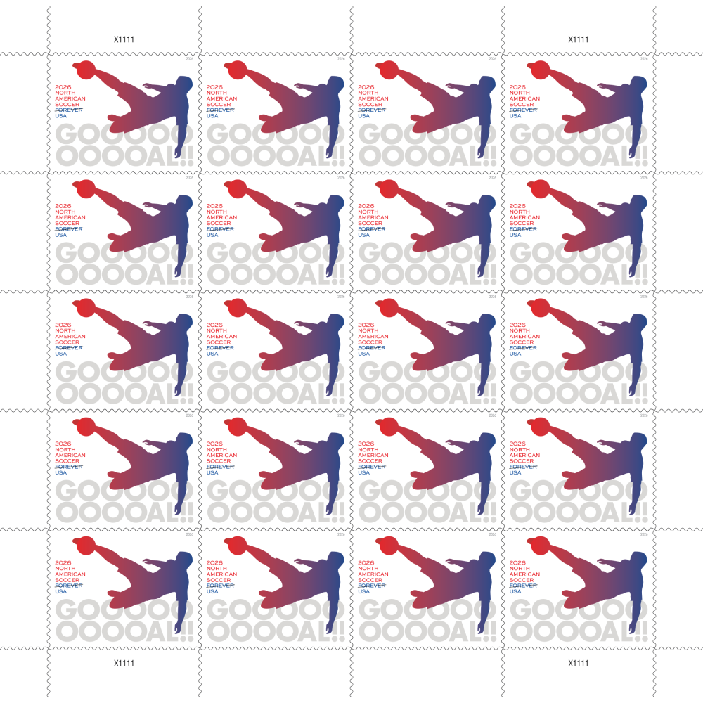 (2026) North American Soccer Forever Stamps, Sheet of 20